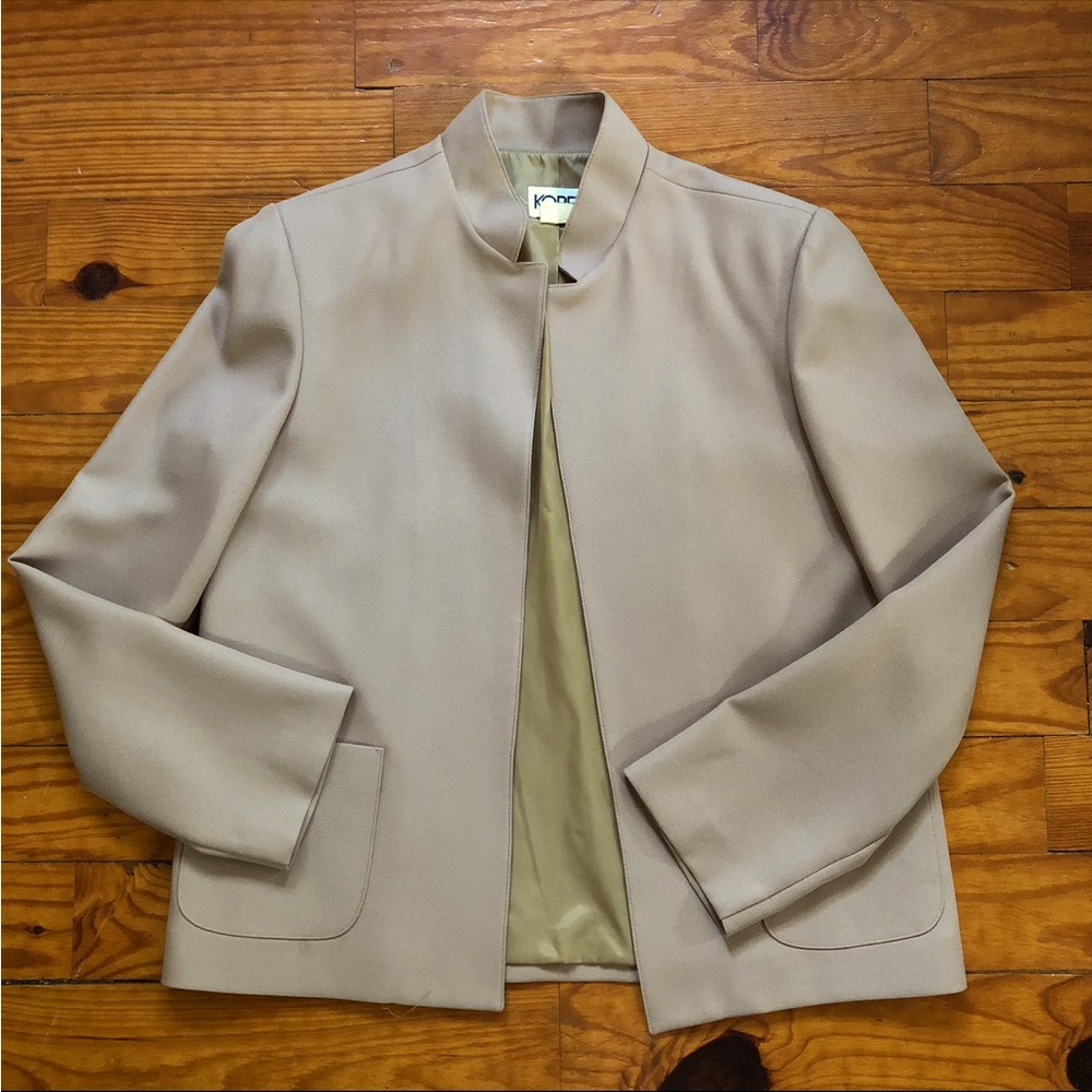 VTG 80s Tan Nylon Koret Open Front Blazer